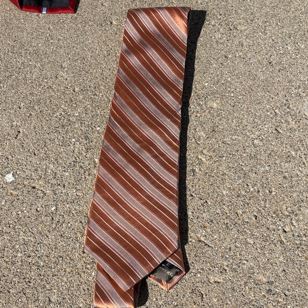 Elegant Peach Striped Tie Calvin Klein